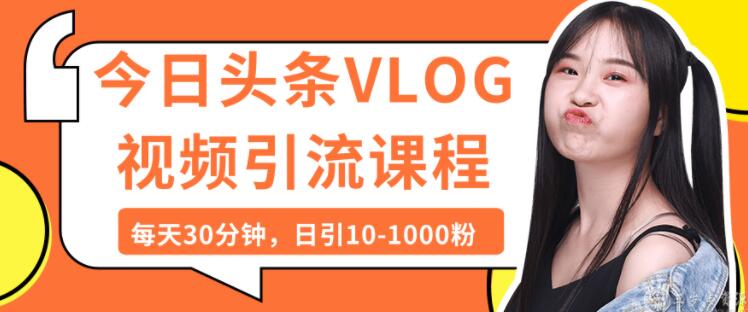 今日头条VLOG视频引流技术，每天30分钟，日引10-1000粉-课程网