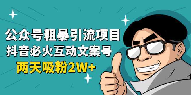 图片[1]-公众号粗暴引流项目：抖音必火互动文案号，两天吸粉2W+（可持续操作）-课程网