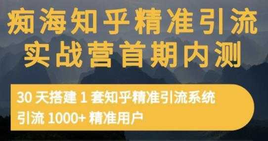 痴海知乎精准引流实战营1-2期，30天搭建1套知乎精准引流系统，引流1000+精准用户-课程网