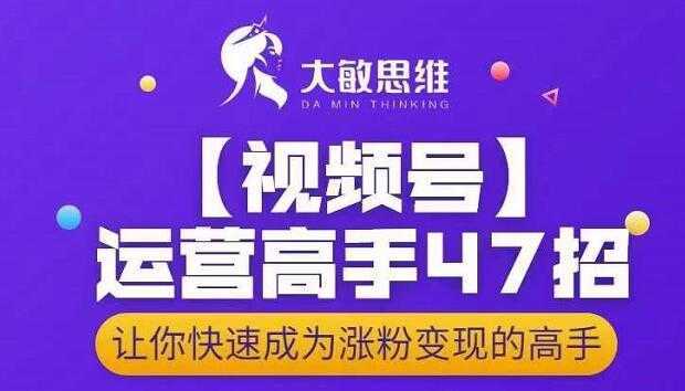 图片[1]-大敏思维-视频号运营高手47招，让你快速成为涨粉变现高手-课程网