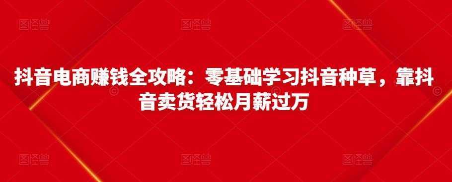 图片[1]-抖音电商赚钱全攻略：零基础学习抖音种草，靠抖音卖货轻松月薪过万-课程网
