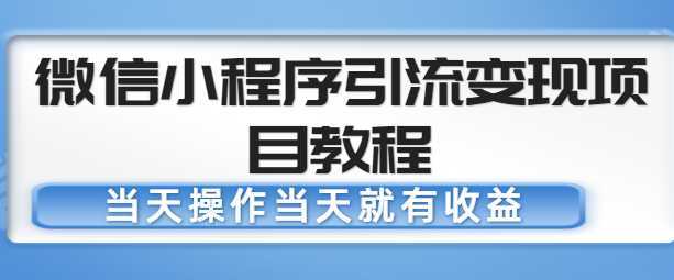 图片[1]-微信小程序引流变现项目教程，当天操作当天就有收益，变现不再是难事-课程网