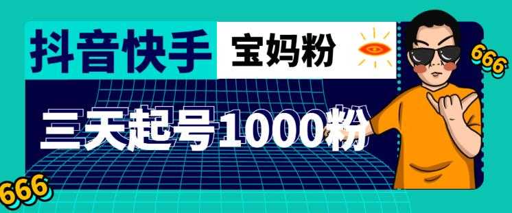 抖音快手三天起号涨粉1000宝妈粉丝的核心方法【详细玩法教程】-课程网