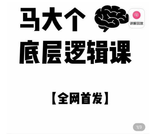 马大个·底层逻辑课，51节底层逻辑智慧课-价值1980元-课程网