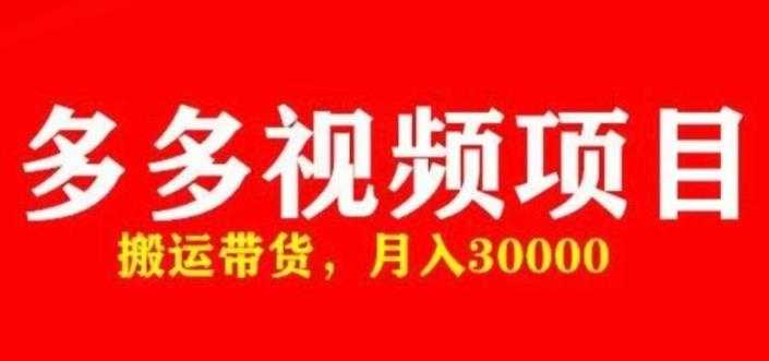 多多带货视频快速50爆款拿带货资格，搬运带货，月入30000【全套脚本+详细玩法】-课程网