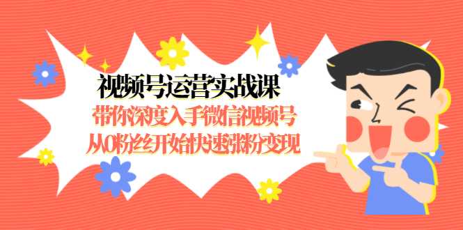 视频号运营实战课，带你深度入手微信视频号1.0，从0粉丝开始快速涨粉变现-课程网