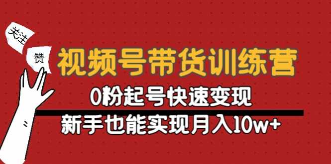 视频号带货训练营：0粉起号快速变现，新手也能实现月入10w+-课程网