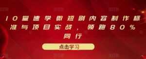 10堂速学微短剧内容制作标准与项目实战,领跑80%同行-课程网