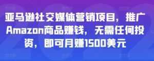 亚马逊社交媒体营销项目，推广Amazon商品赚钱，无需任何投资，即可月赚1500美元-课程网