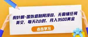 倪叶明·国外返利网项目，无需懂任何英文，每天2小时，月入3500美金-课程网
