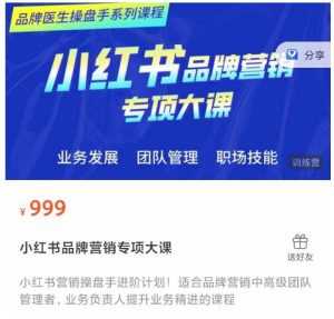 小红书品牌营销专项大课，操盘手进阶，一套能让你提升业务精进的课程-课程网