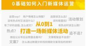 新媒体运营系列课，课程零基础入门，解锁高薪职业必备的四项技能-课程网