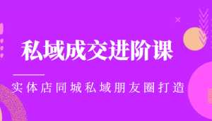 实体同城获客必学私域成交进阶课，实体店同城私域朋友圈打造-课程网