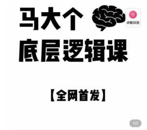 马大个·底层逻辑课，51节底层逻辑智慧课-价值1980元-课程网