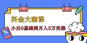 抖金大咖课：少奇全年52节抖音变现魔法课，小白0基础到月入5万实操-课程网